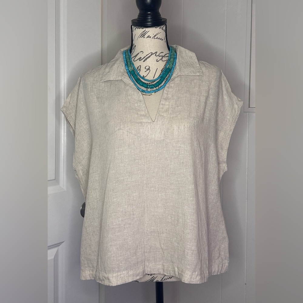 Old Navy Cream Linen Women's Blouse - Picture 2 of 6
